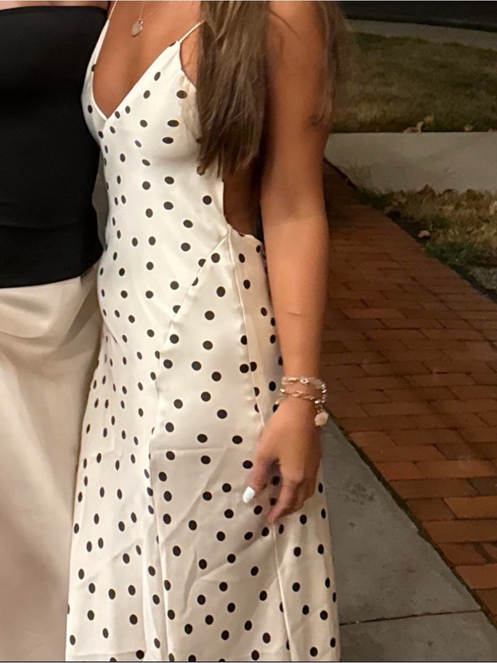 Zara White Slip Dress with Black Polka Dots